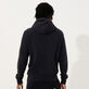 Men Cotton Hoodie Sweatshirt Solid Navy back worn view