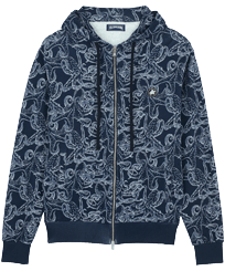 Poulpes Bicolores Kapuzen-Sweatshirt mit durchgängigem Reißverschluss für Herren Marineblau Vorderansicht