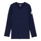 Men Long Sleeves Zipper Rashguard Solid Blu marine vista frontale