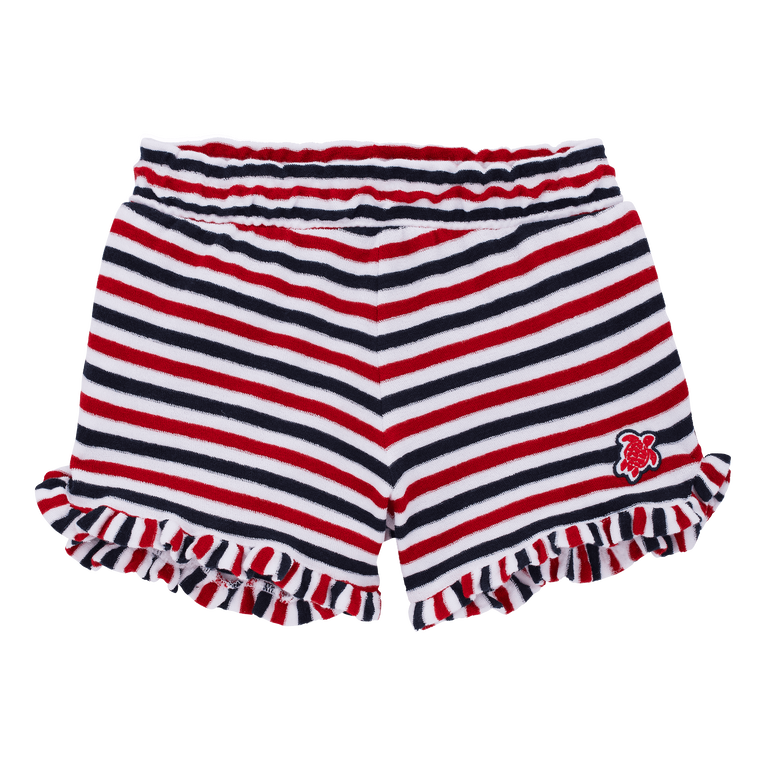 Girls Striped Terry Shorts - Gimy - Blue