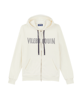 男士徽标装饰刺绣棉质全拉链连帽运动衫 Off white 正面图
