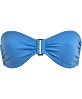 Women Ring Bandeau Bikini Top Solid Jeans blue front view