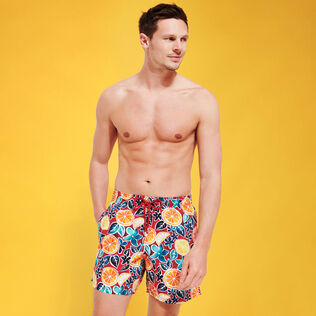 Bañador con estampado Presse Citron para hombre Burgundy vista frontal desgastada