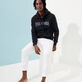 Men Cotton Hoodie Sweatshirt Solid Navy details view 3
