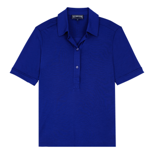 女士纯色 Polo 衫 Neptune blue 正面图
