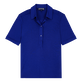 女士纯色 Polo 衫 Neptune blue 正面图