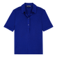 Women Polo Shirt Solid Neptune blue front view