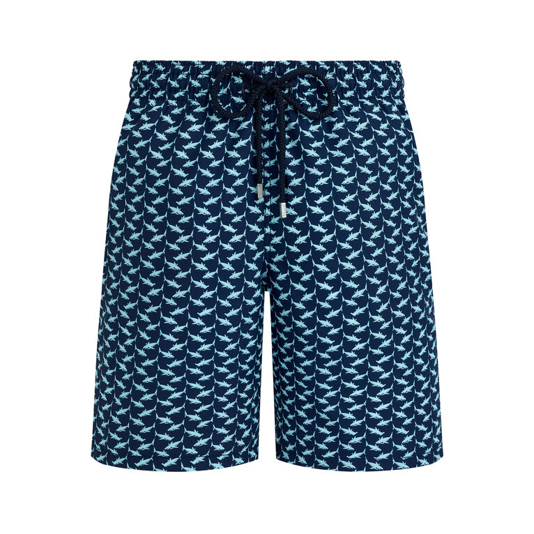 Men Long Swim Shorts Net Sharks - Okoa - Blue - Size S - Vilebrequin
