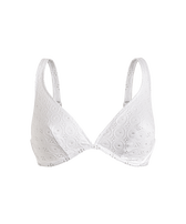 Women Underwire Bikini Top Broderie Anglaise White front view