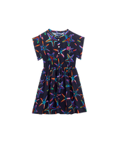 Vestido largo de viscosa con estampado Disco Stars para niña Azul marino vista frontal