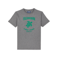 T-shirt uomo in cotone con logo in rilievo Grigio viola vista frontale