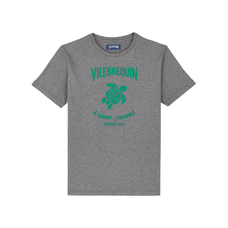 Vilebrequin Men Cotton T-shirt Embossed Vilebrequin Logo - Portisol - Grey - Size XL
