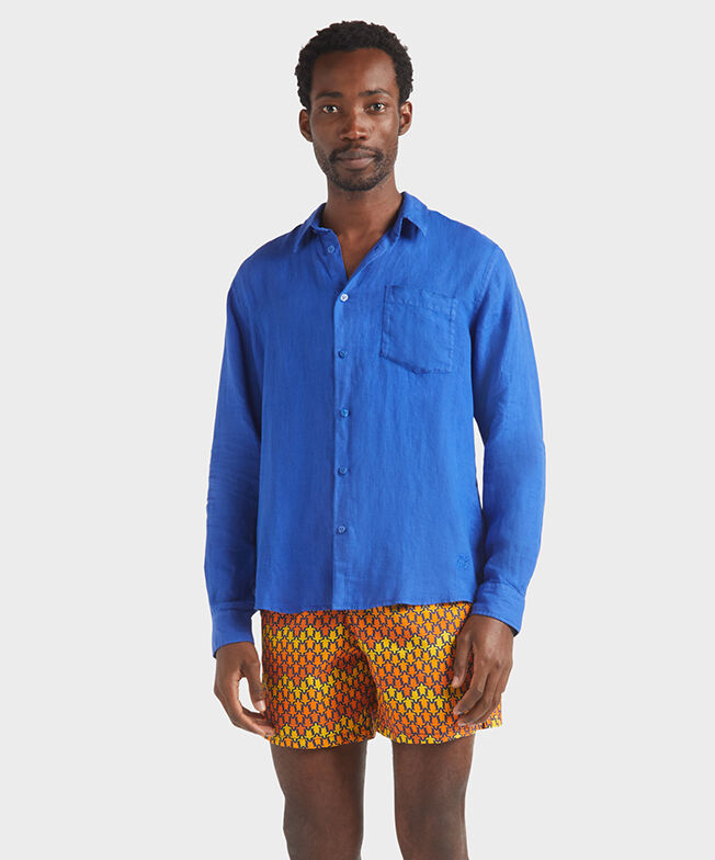 Tシャツ・カットソー VILEBREQUIN SS25 Long-sleeved linen shirt (CRSU3U00 390) Men Linen Shirt Solid