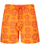 Pantaloncini mare uomo ricamati Poulpes Neon - Edizione limitata Carota vista frontale