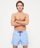 Men Swim Trunks Ikat Medusa White front worn view