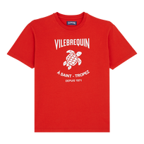 T-shirt en coton imprimé logo tortue homme Coquelicot vue de face