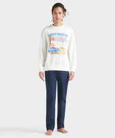 Sudadera de cuello redondo de algodón con estampado Family Week-end para hombre Off white vista frontal desgastada