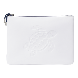 Zipped Turtle Beach Pouch White front view