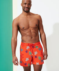 Men Classic Embroidered - Men Swimwear Embroidered Ronde Des Tortues, Medlar front worn view