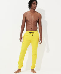 Hombre Autros Liso - Pantalones de chándal en algodón de color liso para hombre, Limon vista frontal desgastada
