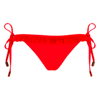 Mini slip bikini donna con laccetti laterali tinta unita Papavero vista frontale