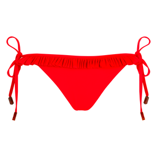 Mini slip bikini donna con laccetti laterali tinta unita Papavero vista frontale
