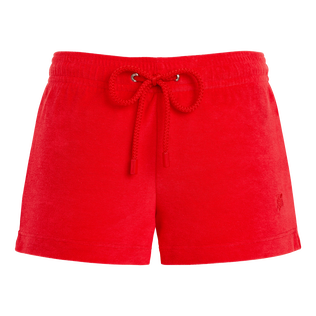 女士纯色毛圈布短裤 - Vilebrequin x JCC+ 合作款 - 限量版 Poppy red 正面图
