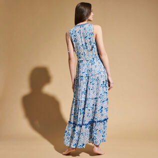 Vestito lungo donna Iris Lace - Vilebrequin x Poupette St Barth Azzurro vista indossata posteriore