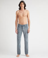 Men Vintage Faded 5-Pocket Corduroy Pants Beige / grey front worn view
