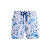 Bañador elástico con estampado Medusa and Shells para hombre Blanco vista frontal
