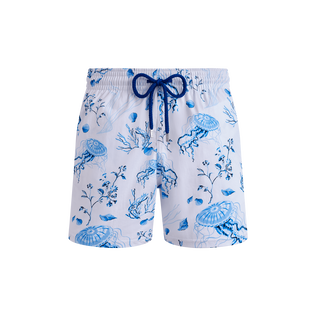 Bañador elástico con estampado Medusa and Shells para hombre Blanco vista frontal