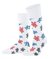 Calze uomo Rondes des Tortues Multicolores - Vilebrequin x Falke Bianco vista frontale indossata