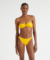 Women Mini Brief Bikini Bottom Solid Mango front worn view