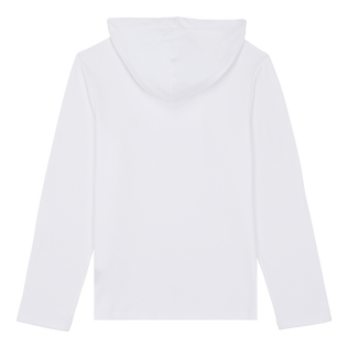 Camiseta de manga larga con capucha de tejido terry para hombre Blanco vista trasera