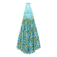 女士 Butterflies 露背长款纯棉连衣裙 Lagoon 正面图