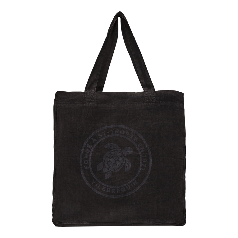 Linen Turtle Unisex Tote Bag - Beach Bag - Babel - Black - Size OSFA - Vilebrequin