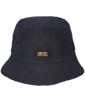 Unisex Cotton Bucket Hat Broderies Anglaises Black front view
