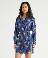 Chemisier donna in seta e voile di cotone Eyes of the wind Midnight vista frontale indossata