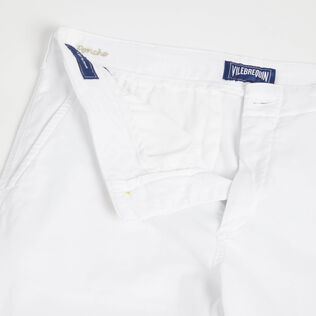 Bermudas de tencel de color liso y acabado satinado para hombre Blanco detalles vista 2