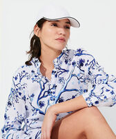 中性纯色帽子 White 女性正面穿戴视图