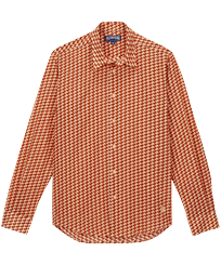 Camisa ligera unisex en gasa de algodón con estampado Micro Mouettes Straw vista frontal