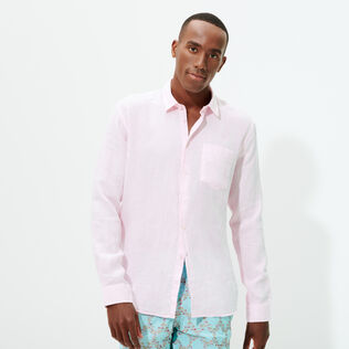 Camicia uomo in lino tinta unita Ballet shoe dettagli vista 3