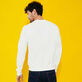 Men Cotton pullover Solid Off white back worn view