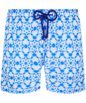 Men Swim Trunks Ikat Medusa White front view