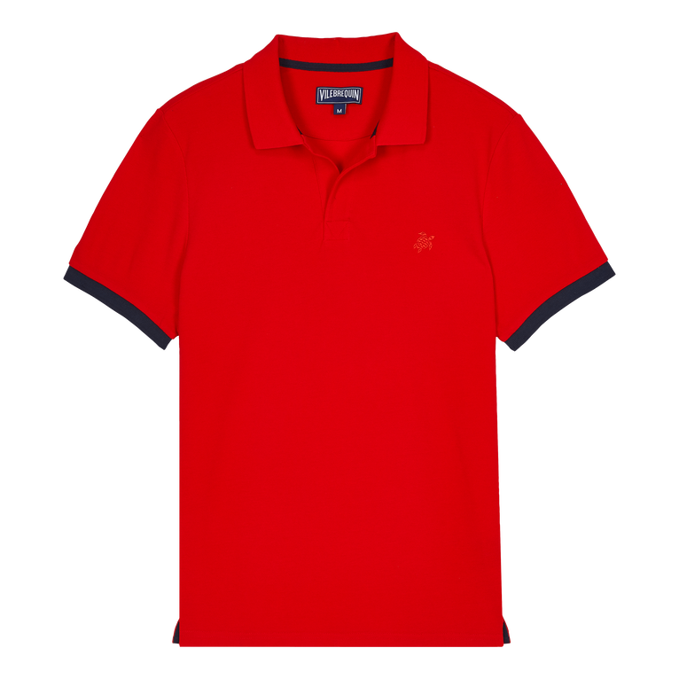 Polo En Piqué De Algodón De Color Liso Para Hombre - Polo - Palatin - Rojo