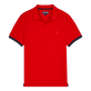 Polo en piqué de algodón de color liso para hombre Amapola vista frontal