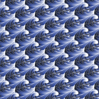 Bañador elástico largo con estampado Waves para hombre, Azul marino estampado