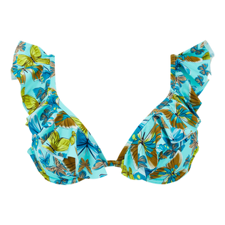 Women Halter Bikini Top Butterflies Lagoon front view