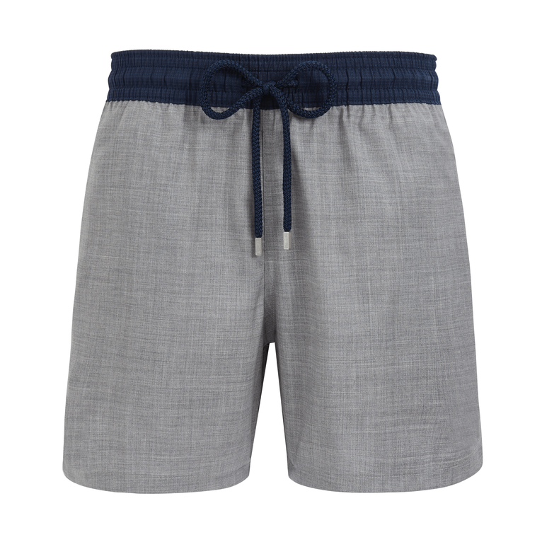 Men Merino Wool Swimwear Super 120's - Vilebrequin X The Woolmark Company - Swimming Trunk - Magnus - Grey - Size XXL - Vilebrequin