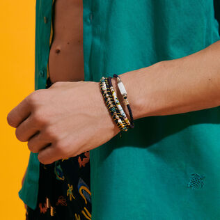 Bracelet tressé unisexe perles Everly- Vilebrequin x Gas Bijoux Thalassa vue portée de face